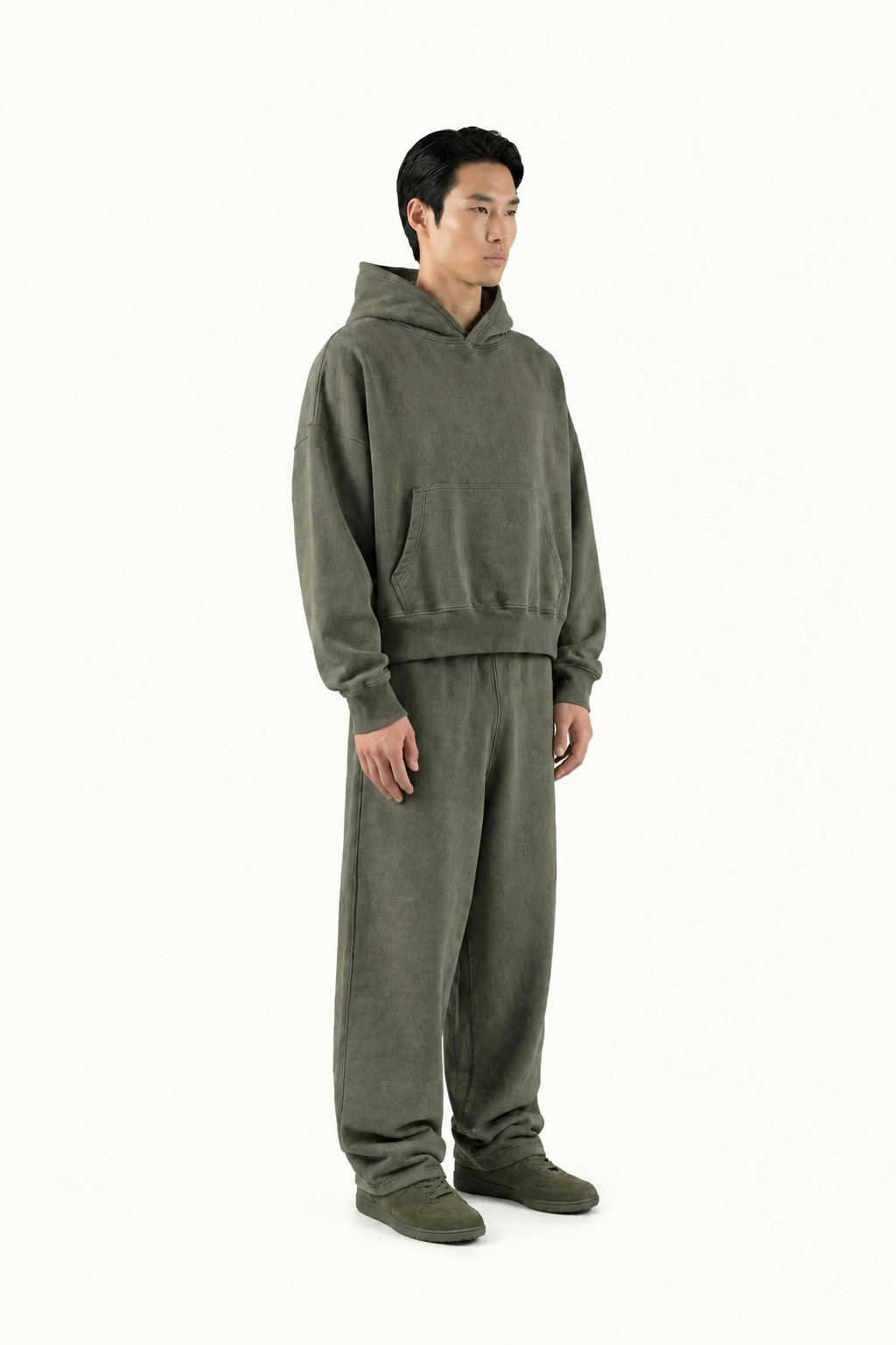Vintage Olive Oversized Boxy Hoodie
