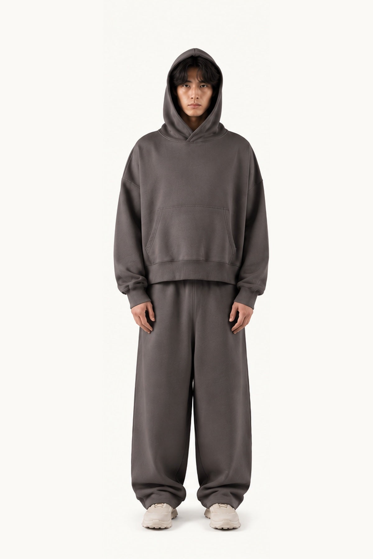 Grey Pigment Oversized Boxy Hoodie
