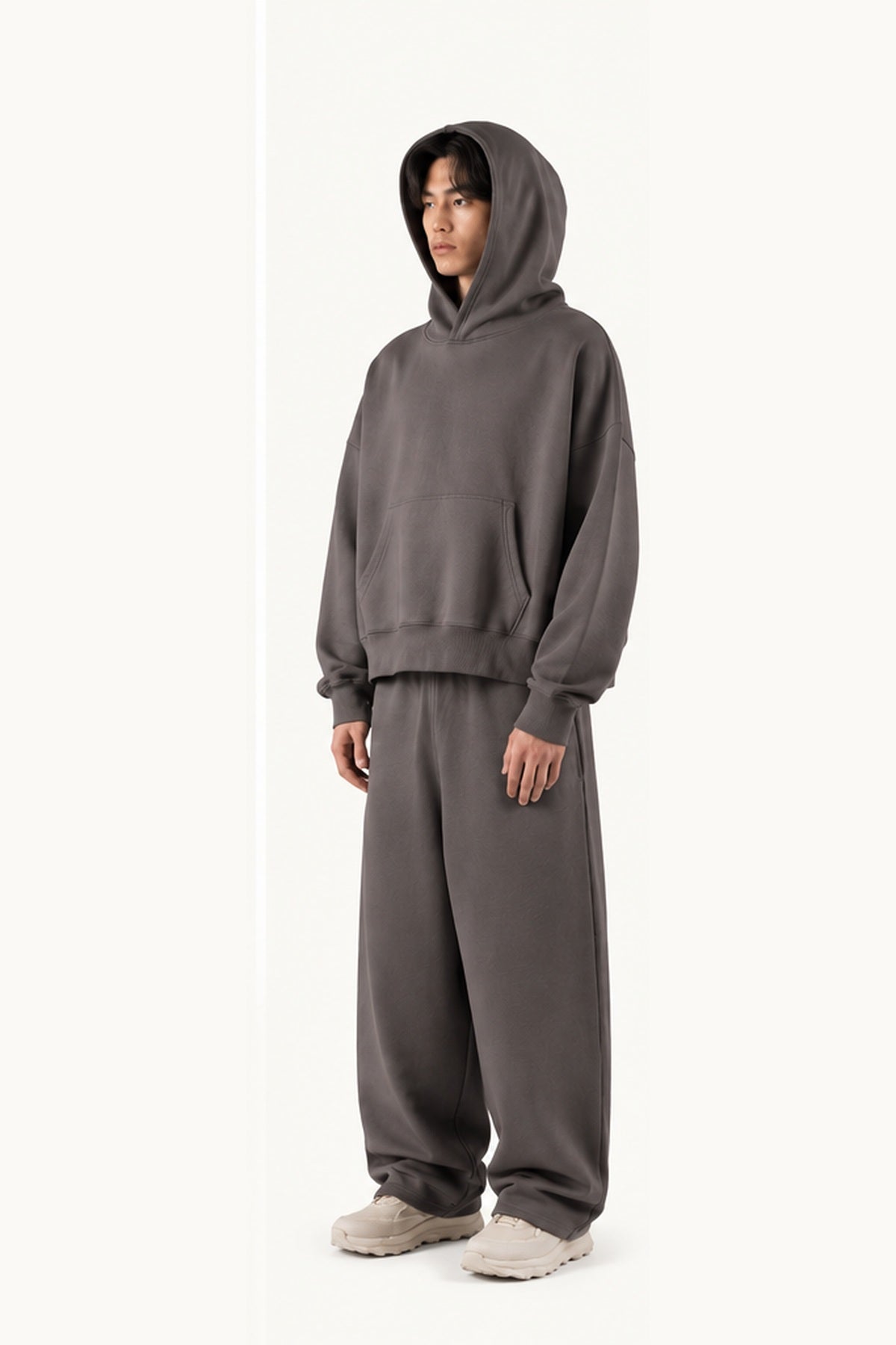 Grey Pigment Oversized Boxy Hoodie
