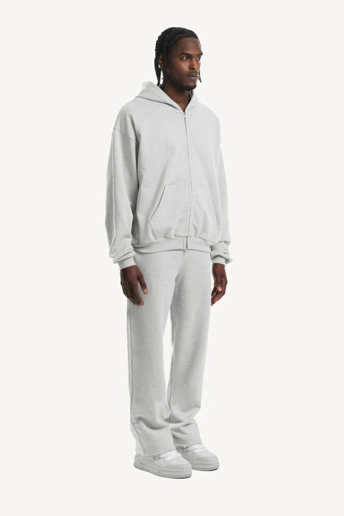 Grey Oversized Boxy Double Zipped Hoodie