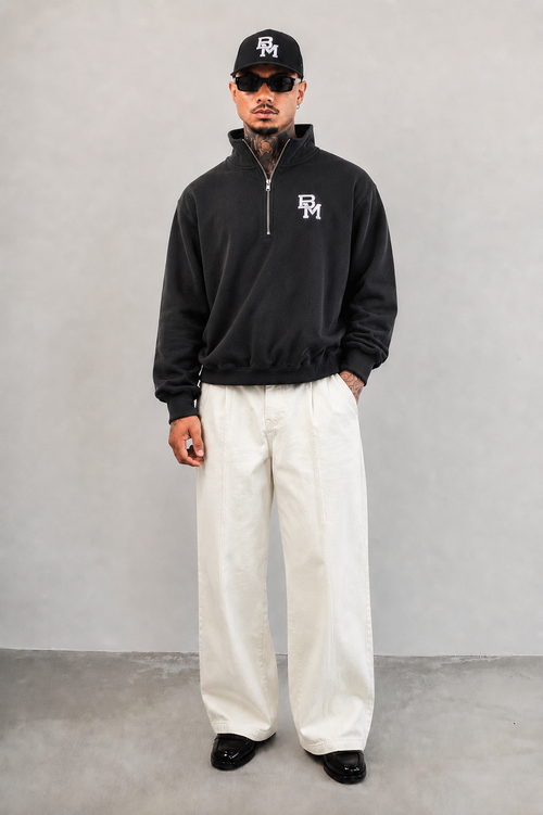 Boxy Halfzip Black