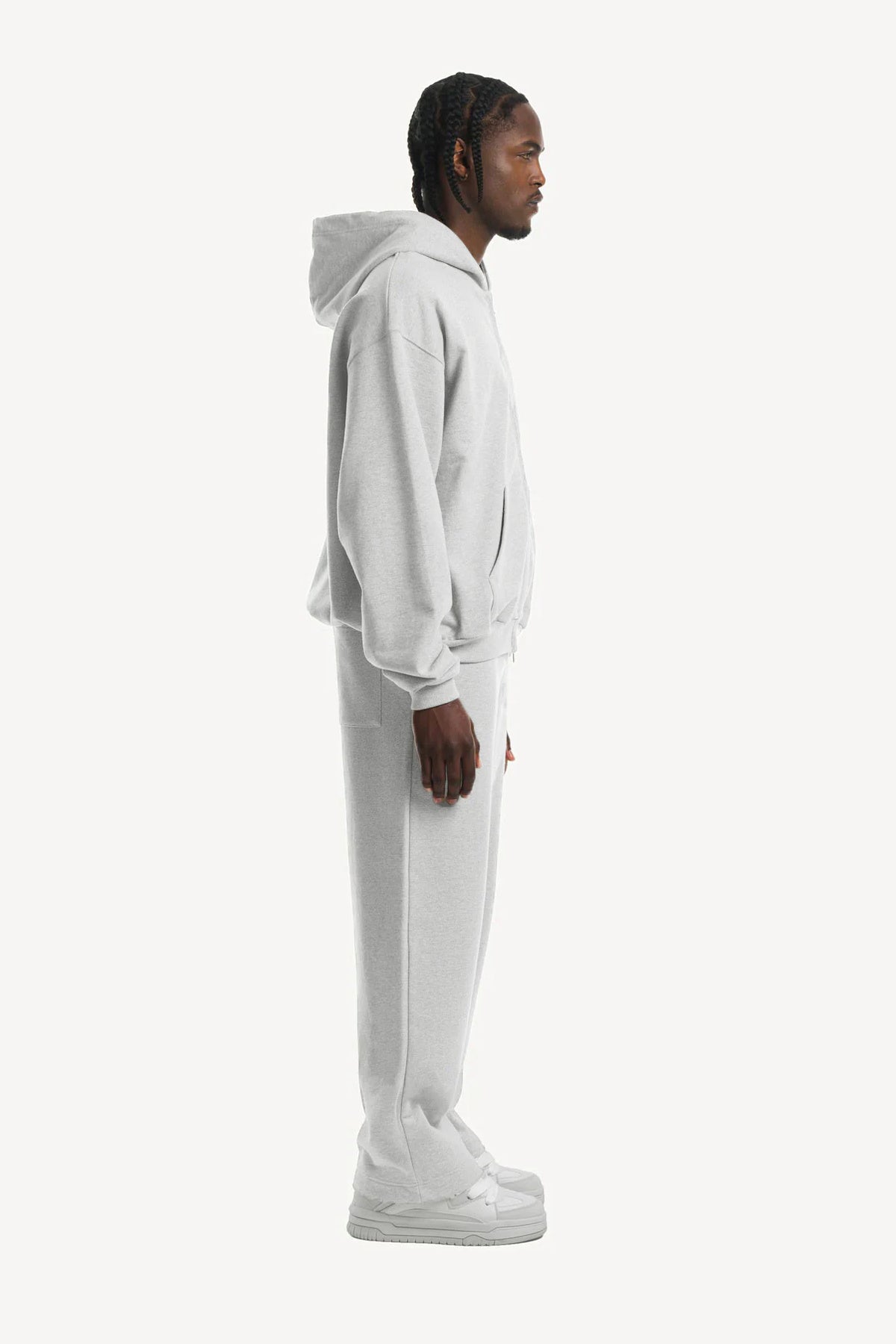 Grey Oversized Boxy Double Zipped Hoodie