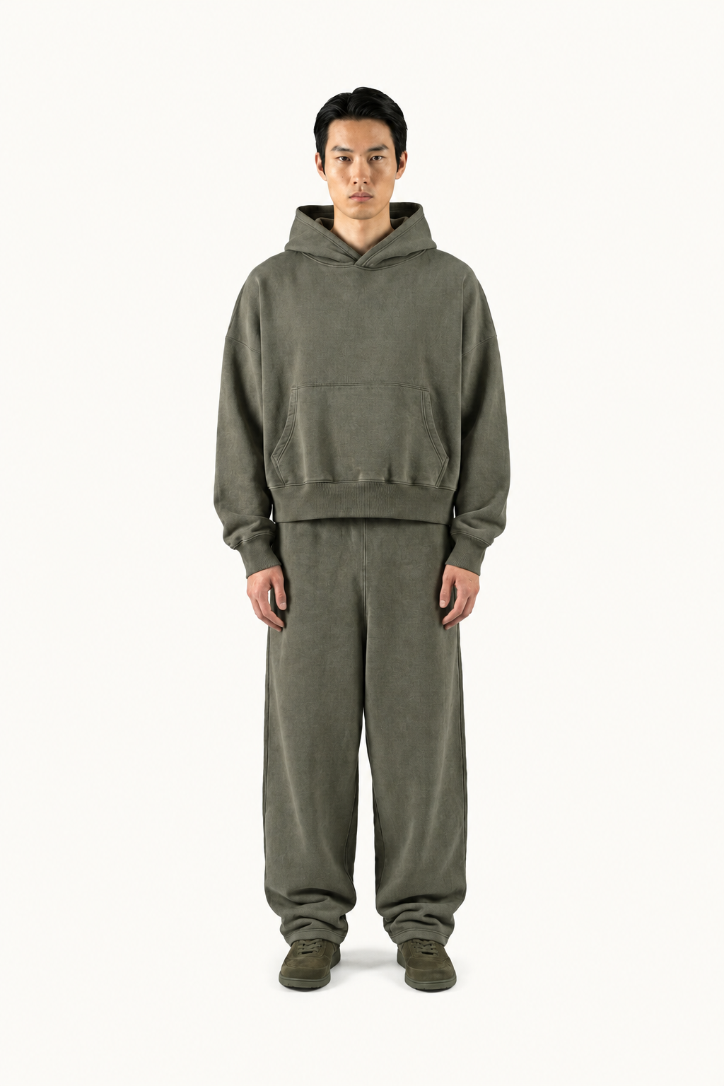 Vintage Olive Oversized Boxy Hoodie